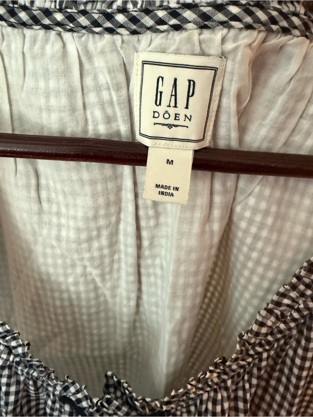 GAP White Camisole with Black Gingham Trim